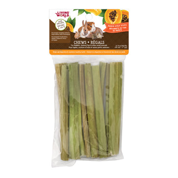 Living World Small Animal Chews - Papaya Stalk Sticks 10pk