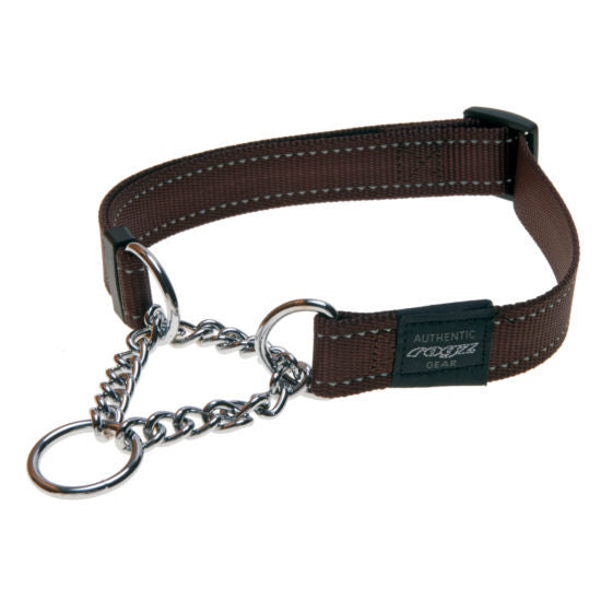 Rogz Half-Check Collar - Chocolate X-Large