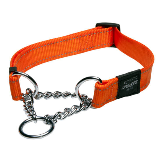 Rogz Half-Check Collar - Orange Medium