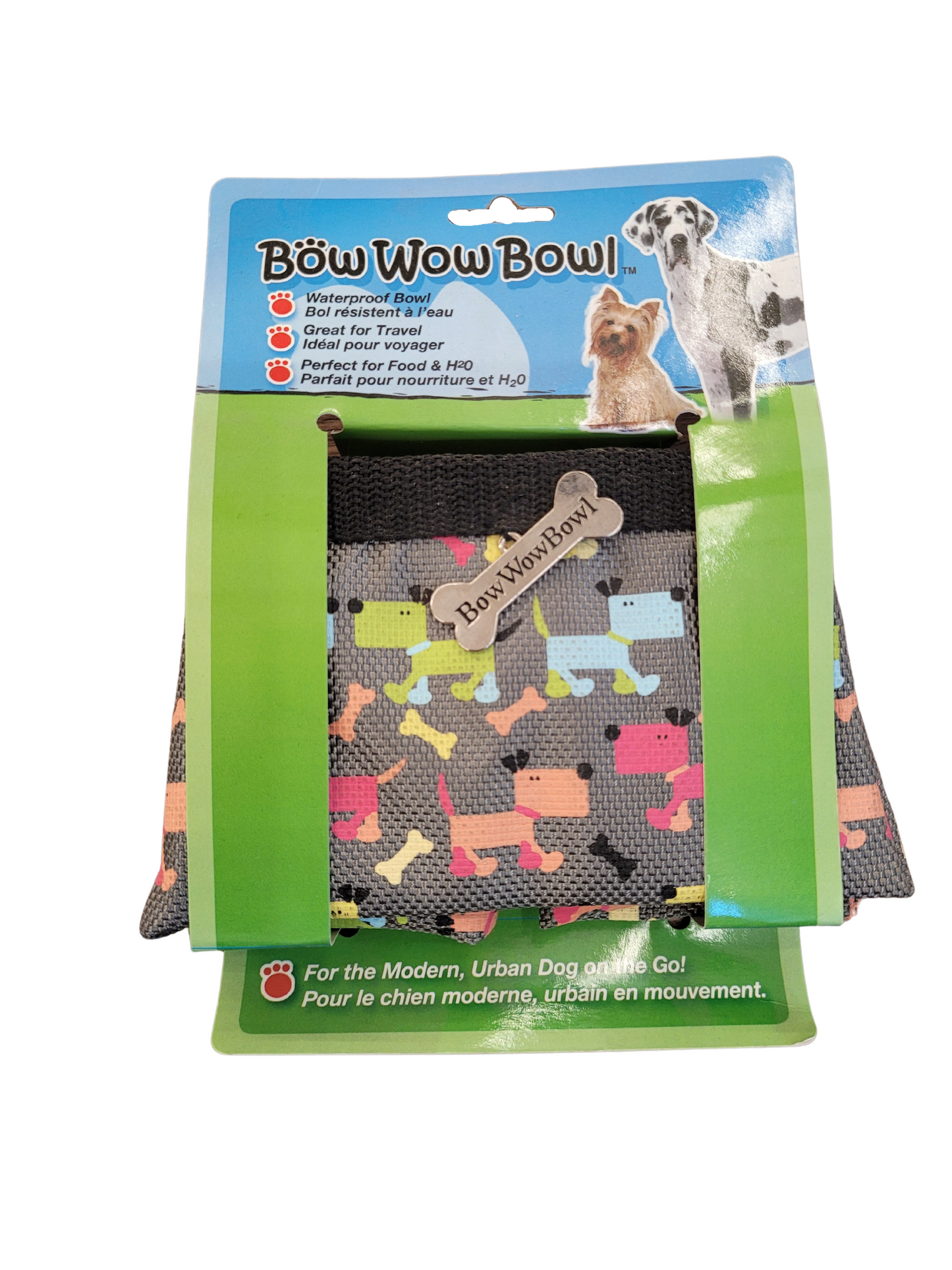 Bow Wow Bowl, Grey w/Dogs