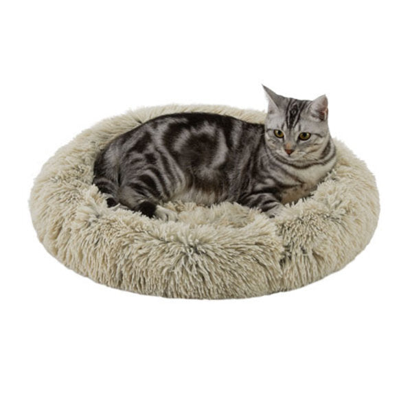 Oval Shag Faux Fur Bed - Taupe 21x19"