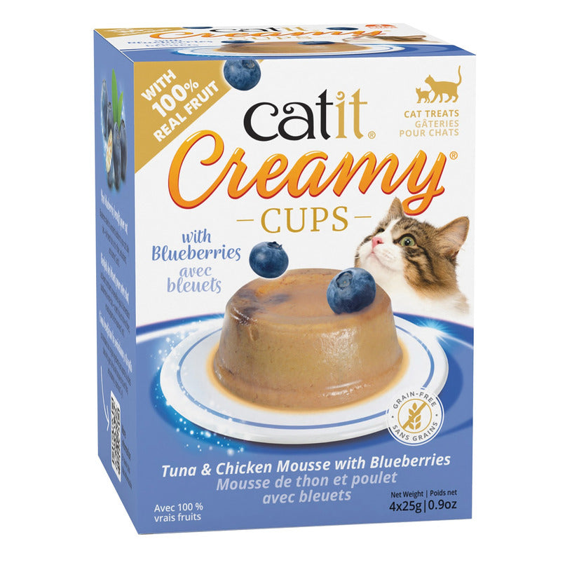 Catit Creamy Cups - Tuna & Chicken Mousse with Blueberries 4 x 25g