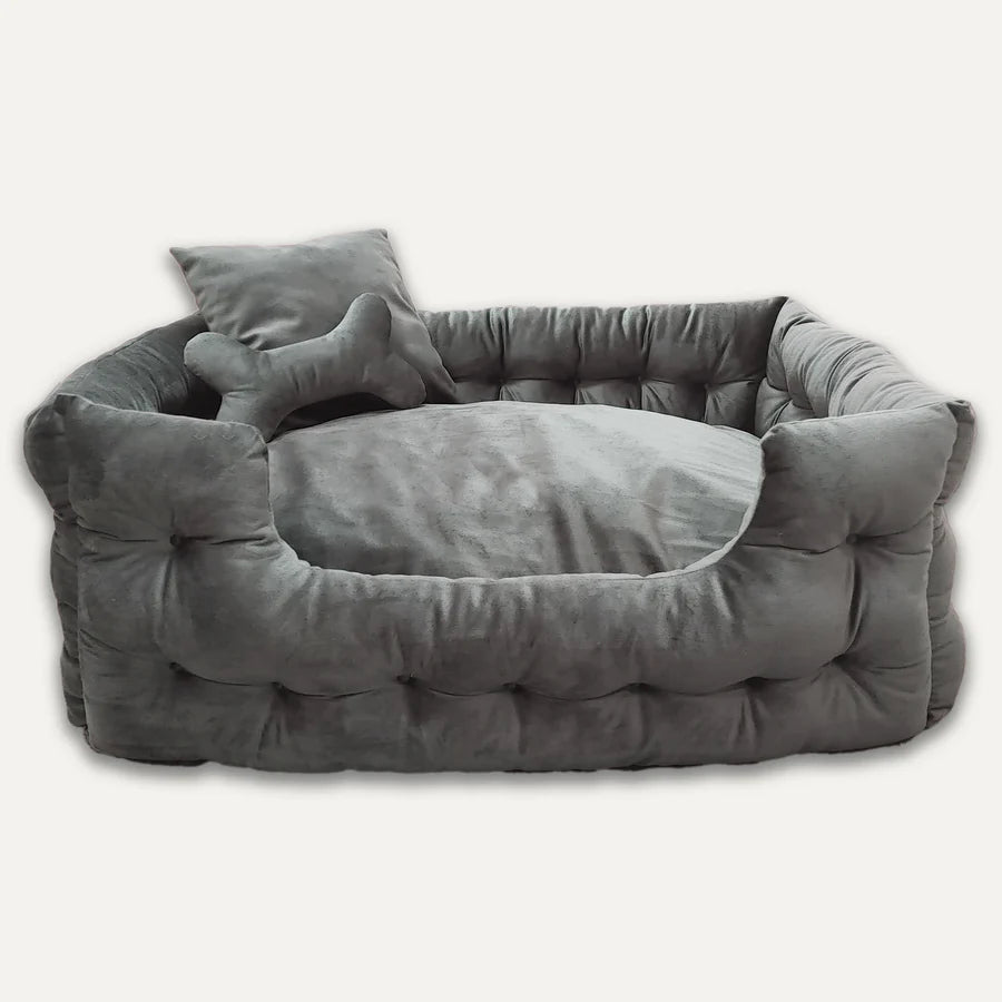 Goo-eez Luxury Velour Pet Bed - Charcoal Grey