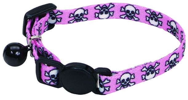 Li'l Pals Cat Collar 8" Pink Skull Crossbones