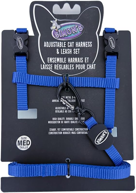 Simon's Adjustable Nylon Harness Set Med - Blue