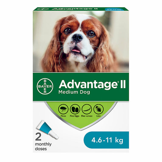 Advantage II For Dogs 4.5kg-11kg - 2 Dose