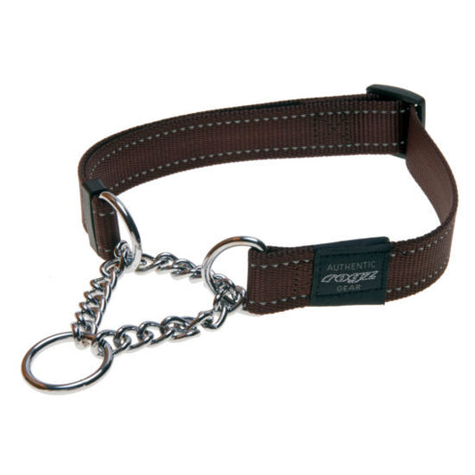 Rogz Half-Check Collar - Chocolate Medium