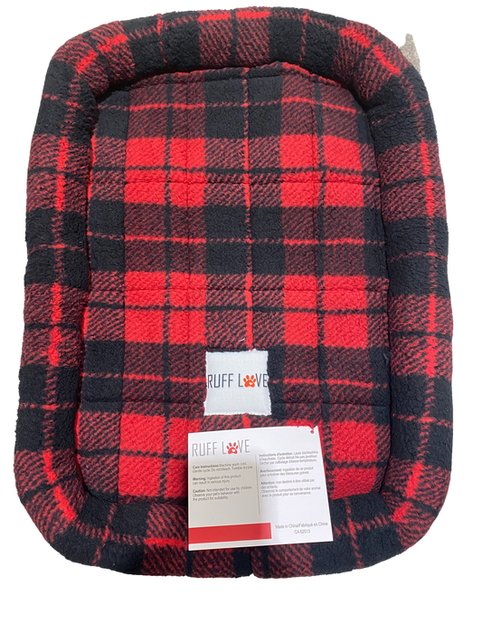 Ruff Love Bolster Crate Mad - Red Plaid 18x12"