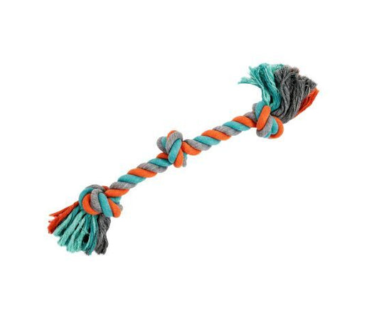 Bud'z Rope Toy - 3 Knot Orange/Blue 23.5"