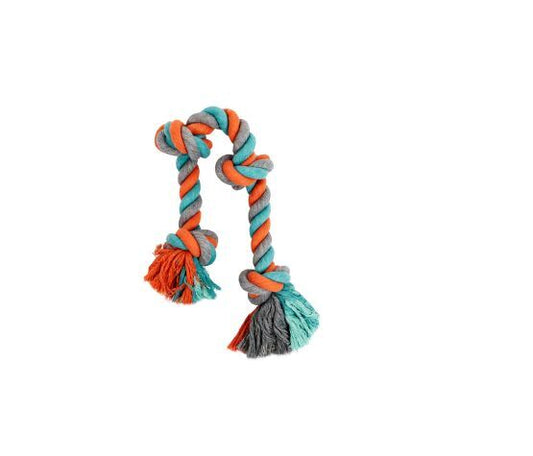 Bud'z Rope Toy - 4 Knot Orange/Blue 27.5"