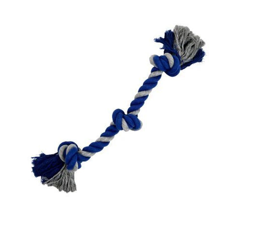 Bud'z Rope Toy - 3 Knot Grey/Blue 23.5"