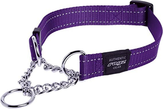 ROGZ HALF-CHECK COLLAR X-LARGE PURPLE REFLECTIVE
