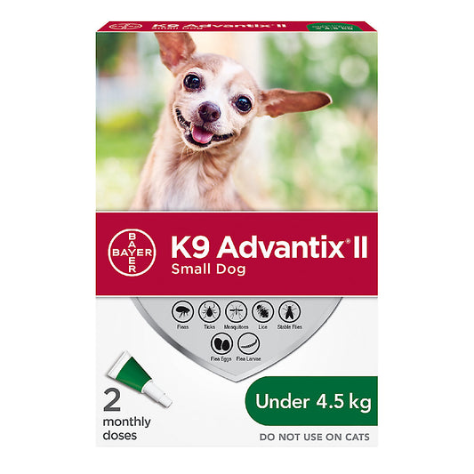 K9 Advantix II For Dogs 4.5kg & Under - 2 Dose