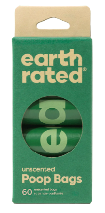 EARTH RATED POOP BAGS - UNSCENTED 60 COUNT