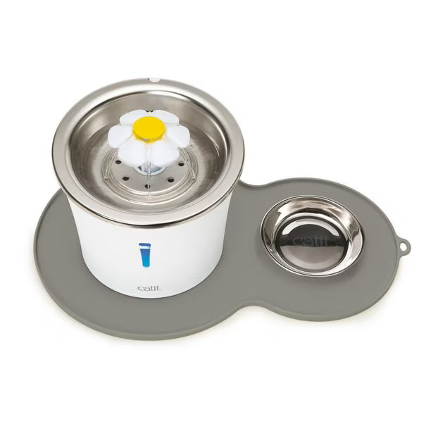 Catit Stainless Steel Flower Fountain With Placemat Kit