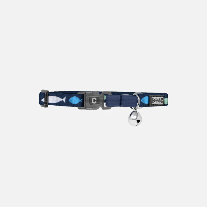 Cloe Cluzo Adjustable Cat Collar - Blue Fish