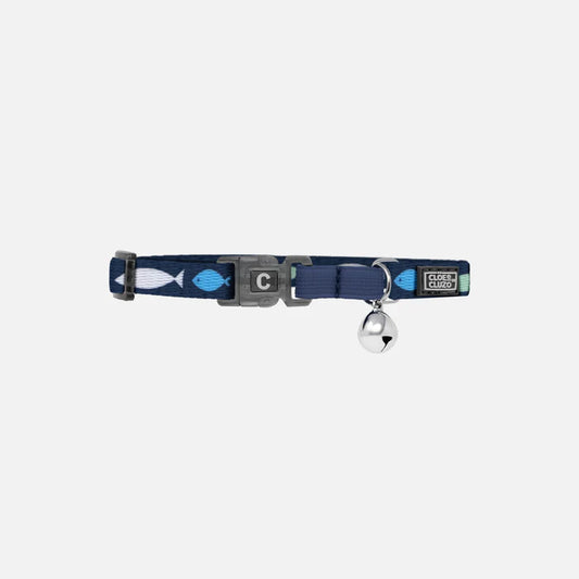 Cloe Cluzo Adjustable Cat Collar - Blue Fish