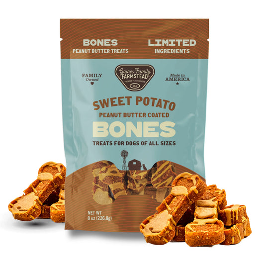 Gaines Family Farmstead - Sweet Potato Peanut Butter Bones 8oz