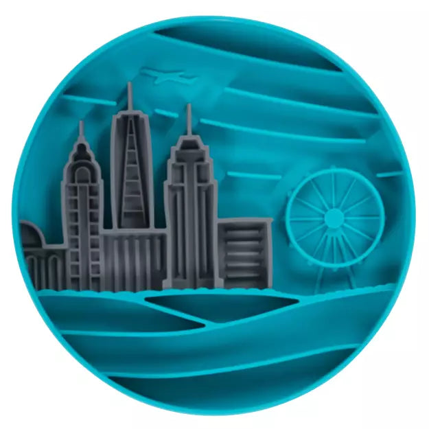 Messy Mutts Silicone Interactive Bowl - City Blue