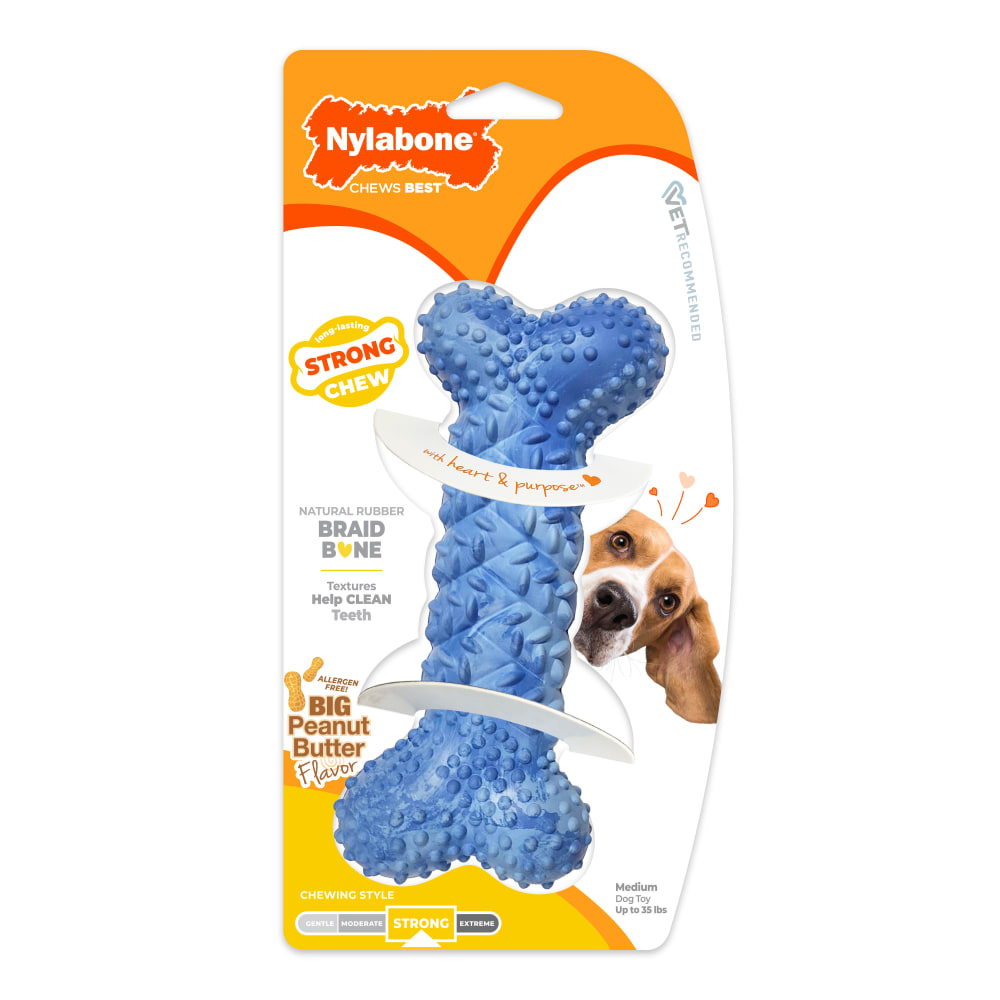 Nylabone Rubber Braid Bone Peanut Butter Medium