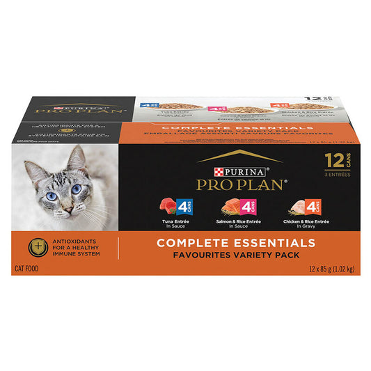 Pro Plan Cat Canned Variety Chicken, Salmon, Tuna 12 Pack (85g)