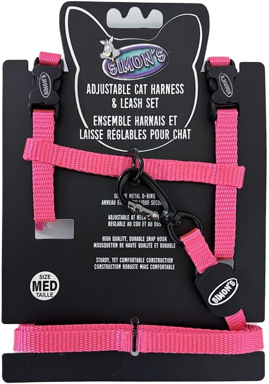 Simon's Adjustable Nylon Harness Set Med - Pink