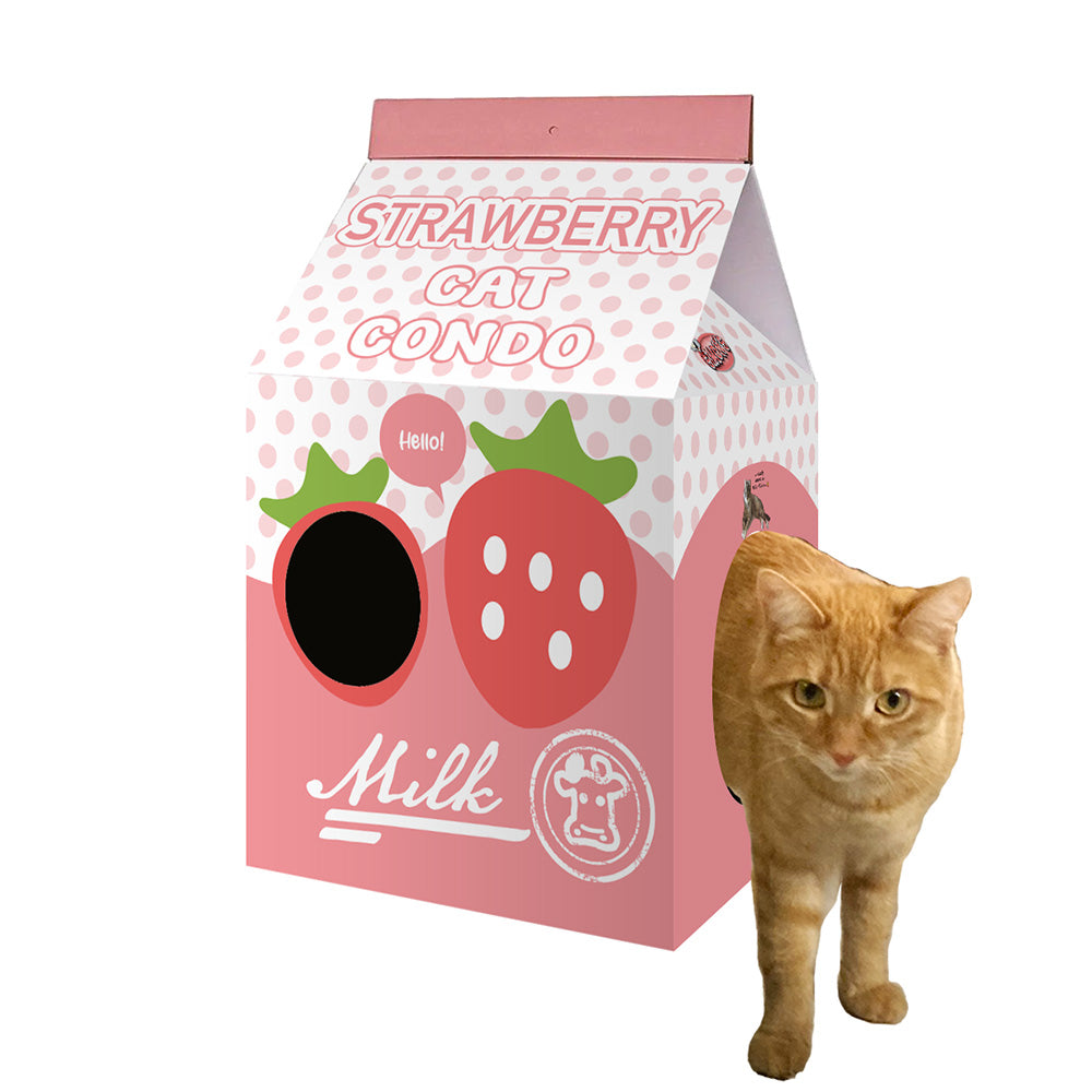 Simon's Milkbox Cat Condo - Strawberry