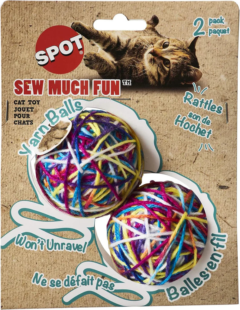 Spot Sew Much Fun Ball Cat Toy 2.5" 2 Pack