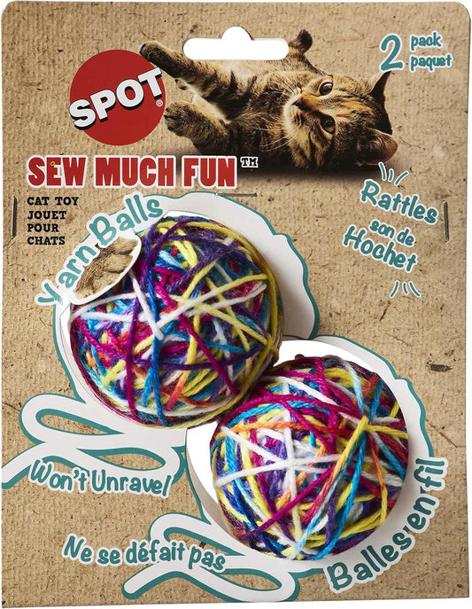 Spot Sew Much Fun Ball Cat Toy 2.5" 2 Pack